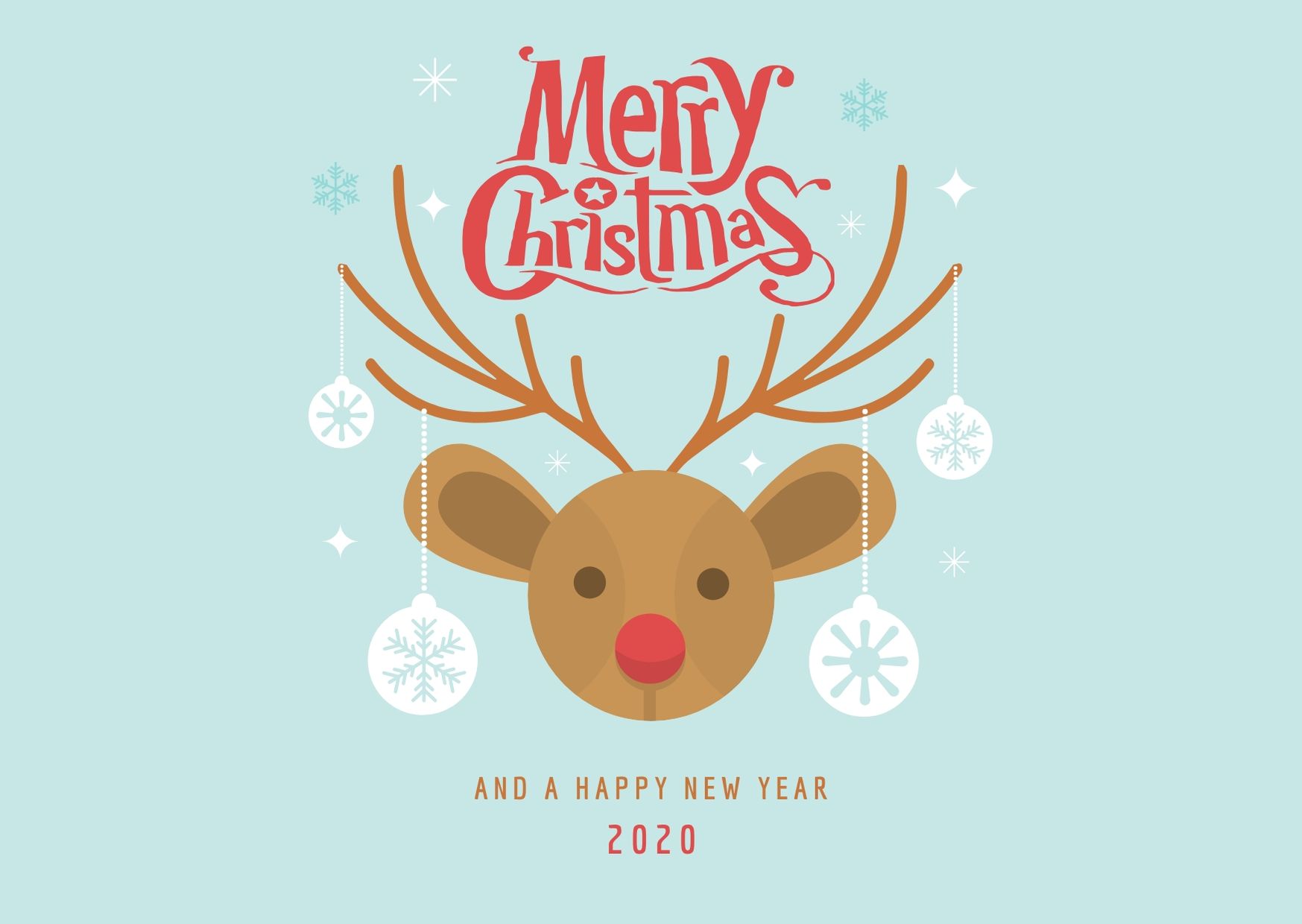 Canva Deer And Christmas Balls Greeting Card